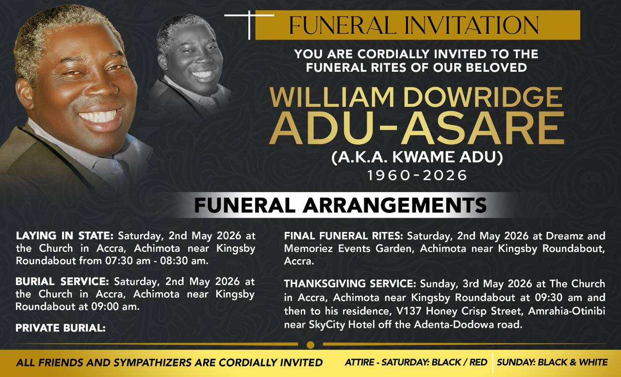 Memorial keepsake brochure for the late William Dowridge Adu-Asare